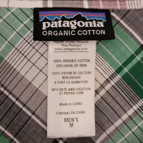 Patagonia Shirt Size Medium Brown Purple Plaid Organic Fish Camp Hike Button S/S - Picture 5 of 5